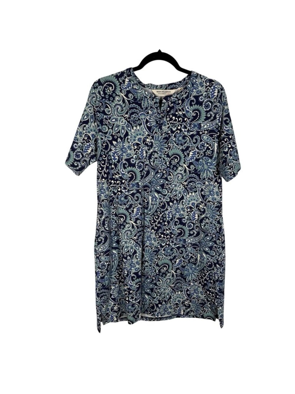 Isaac Mizrahi Live! Bridgehampton Women MP Paisley Printed Knit Henley Dress